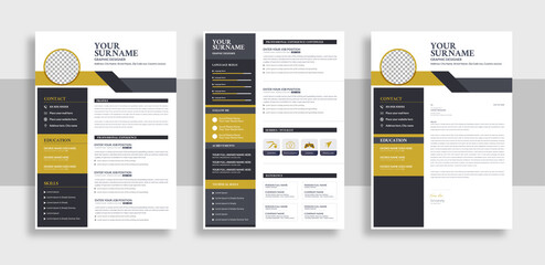 cv templates. professional resume letterhead, cover letter business layout job applications, persona