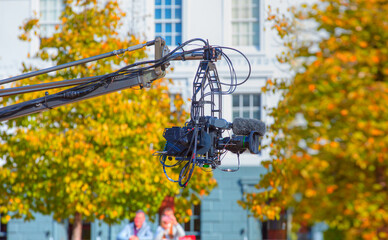 Telescopic camera crane for film and TV production