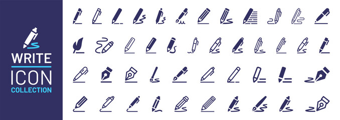 write icon collection. pen, pencil tool icon set vector illustration.
