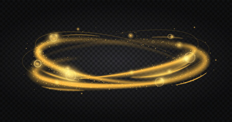Wall Mural - luminous rings of fire. gold or yellow ring, elements of magic and witchcraft. space and satellites 