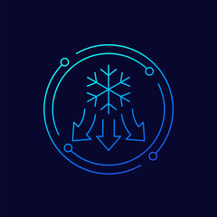 Sticker - cooling or freezing line icon, vector