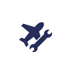 Sticker - airplane repair service icon on white