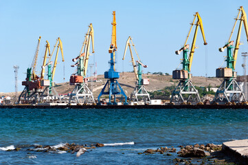 Sea port on the black sea in the city of Feodosiya Crimea.