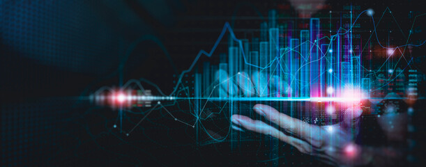 Leinwandbilder - Businessman working digital tablet online banking,Finance and banking networking, exchange currency and payment, Digital marketing, Online shopping,Investment of growth on currency rate.