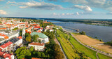 Fototapeta Krajobraz - Plock, Poland - August 12, 2021. Aerial view of city in Summer