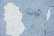 Blue Peeling Paint Plaster With Old Weathered Concrete Obsolete Wall Cement Worn Texture Messy Background