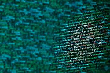 Wall Mural - abstract screen code background. technology development concept texture. php program languages