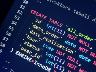 Wall Mural - coding programming source code screen. abstract technology background. cyber attack or security conc