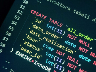 Wall Mural - coding programming source code screen. abstract technology background. cyber attack or security conc