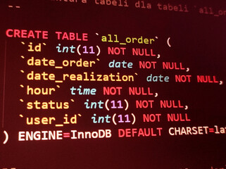 Wall Mural - coding programming source code screen. abstract technology background. cyber attack or security conc