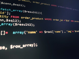 Wall Mural - coding programming source code screen. abstract technology background. cyber attack or security conc