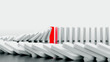domino effect in action is stopped (3d rendering)