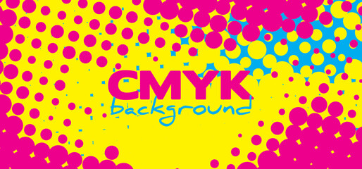 Poster - Abstract CMYK colors background. Halftone vector pattern
