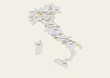 Isolated map of Italy with capital, national borders, important cities, rivers,lakes. Detailed map of Italy suitable for large size prints and digital editing.