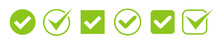 Set Of Green Check Marks Icons.