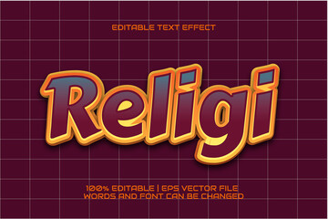 Poster - Religi text effect, editable vector font effect.