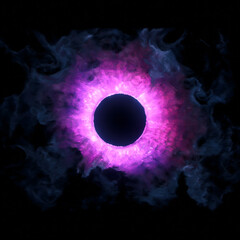 Wall Mural - ring of colorful pink and purple magic smoke, fantasy portal effect. abstract flames in motion aroun