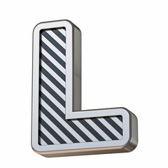 Wall Mural - Stainless steel and black stripes font Letter L 3D