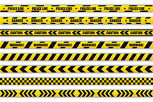 Police Lines Black And Yellow Tapes Vector Design Collection