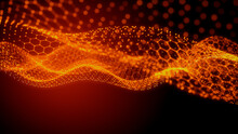 Big Data Concept. Orange, Futuristic Digital Style. 3D Render.