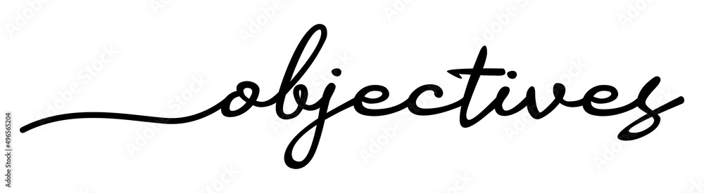 Learning Objectives Lettering Style Vector de Stock Objectives Handwriting Black Lettering Calligraphy ...