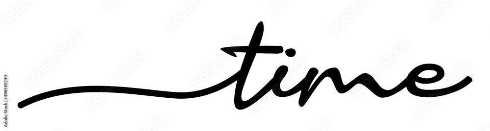 Time Handwriting Black Lettering Calligraphy Banner. Greeting Card ...