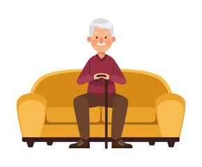 Canvas Print - old man seated in sofa