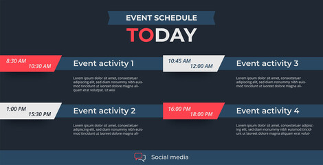 Wall Mural - Today plan, Daily event schedule flyer poster template.