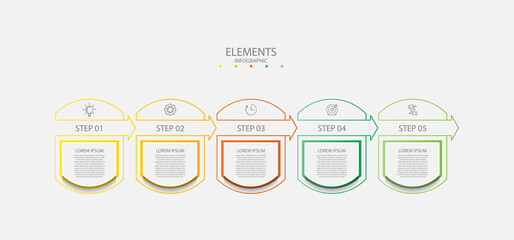 Wall Mural - Elements infographic business template colorful with 5 step