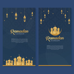 Ramadan Kareem social media instagram story banner template for promotion marketing on the ramadan holidays.Arabian night color with islamic middle east mosque. Social media background.