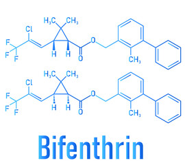 Bifenthrin insecticide molecule (pyrethroid class). Skeletal formula.