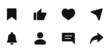 Social media icons set. Such as: notification, like, comment, share, save, subscribe, user silhouette, repost admin, text message. Social media concept. Vector illustration. EPS 10