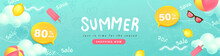 Colorful Summer Sale Banner Background With Beach Vibes Decorate