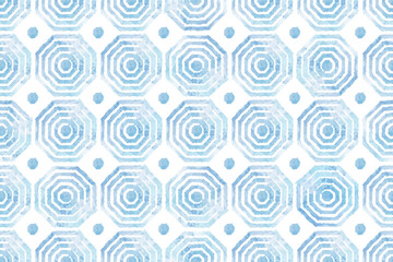 Wall Mural - watercolor blue indigo geometric tetragon repeat seamless pattern background