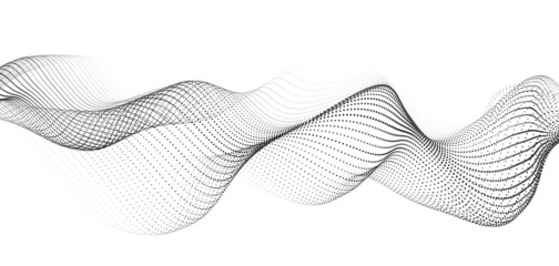 Wall Mural - digital dynamic wave of particles. vector abstract white futuristic background. big data visualizati