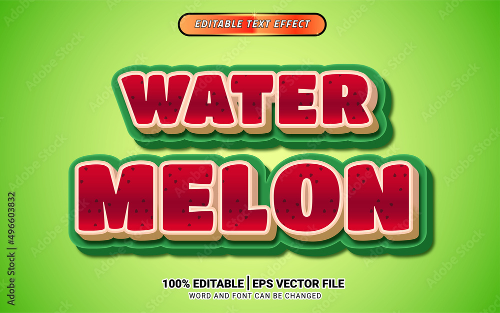 Watermelon Html Code Watermelon 3d realistic text effect editable template design vector ...
