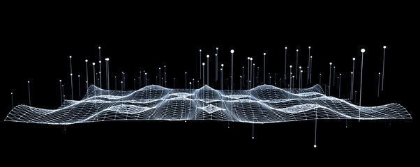 3d rendering big data visualization digital data threads plot network