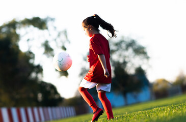 Wall Mural - Little girl in a soccer training