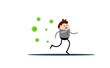 © Eugen - Scared Businessman Running Away from Virus Flat Style. Epidemic and health protection concept vector