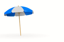 Beach Umbrella On White Background. Isolated 3D Illustration