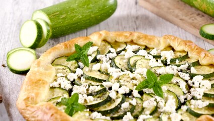 Poster - zucchini and feta cheese tart- quiche