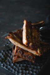 Canvas Print - Fried pork ribs with sauce