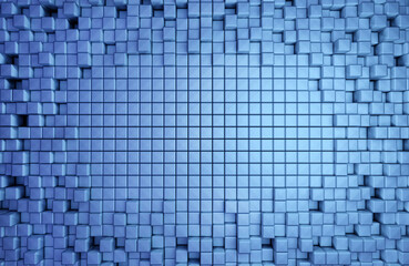 Wall Mural - 3D rendering dynamic cubes abstract background with space for text, business, science, technology concept illustration.