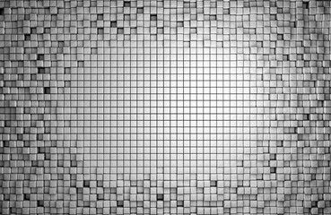 Wall Mural - 3D rendering dynamic cubes abstract background with space for text, business, science, technology concept illustration.