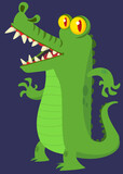 Fototapeta Dinusie -  Cartoon crocodile character. Vector illustration isolated on white