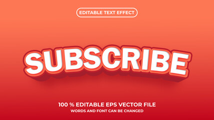 Red Subscribe 3d mock up template Editable Text Effect Style