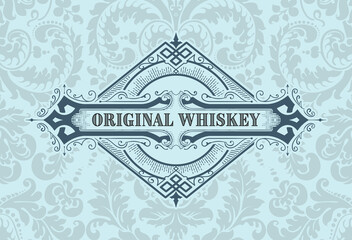 Whiskey label with old frames