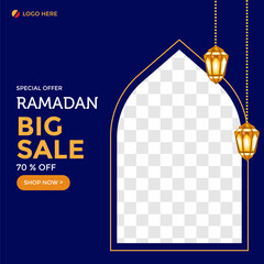 Wall Mural - Ramadan sale social media and marketing post. Social media banner template. Ramadan sale templates design