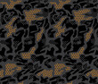 © FA DESINZ - Geometric Camouflage hexagon abstract seamless pattern, Military Camouflage repeat pattern design for Army background, printing clothes, fabrics, sport jersey texture, poster, cards and wallpaper