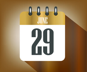 Icon day 29 june, wooden calendar template for holidays and events